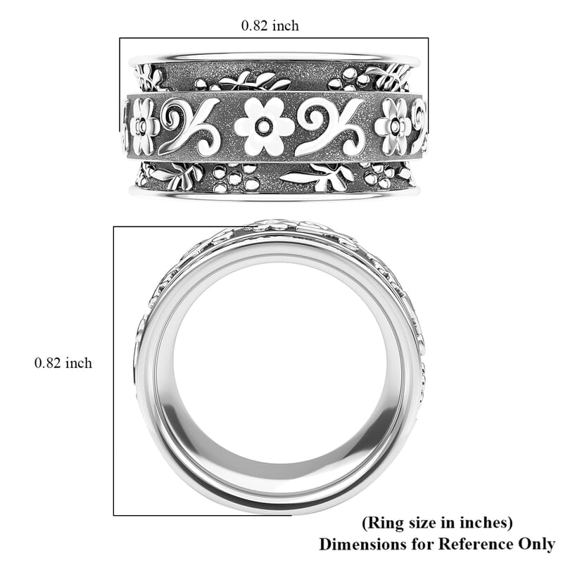 Artisan Crafted Spinner Ring in Sterling Silver, Anxiety Ring for Women, Fidget Rings for Anxiety for Women, Stress Relieving Anxiety Ring (Size 11.0) (4.25 g)
