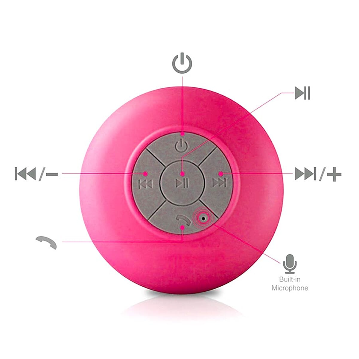 Closeout Wireless Bluetooth Stereo Shower Speaker with Suction Cup and Built-in Mic&nbsp;- Pink image number 2