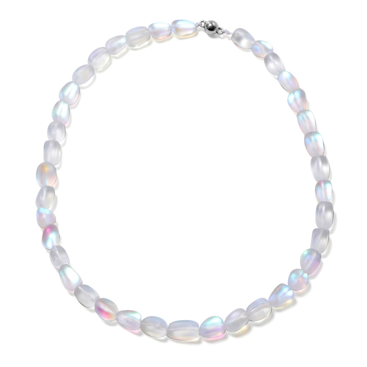 Simulated White Mystic Topaz Beaded Necklace 20 Inches in Silvertone image number 0