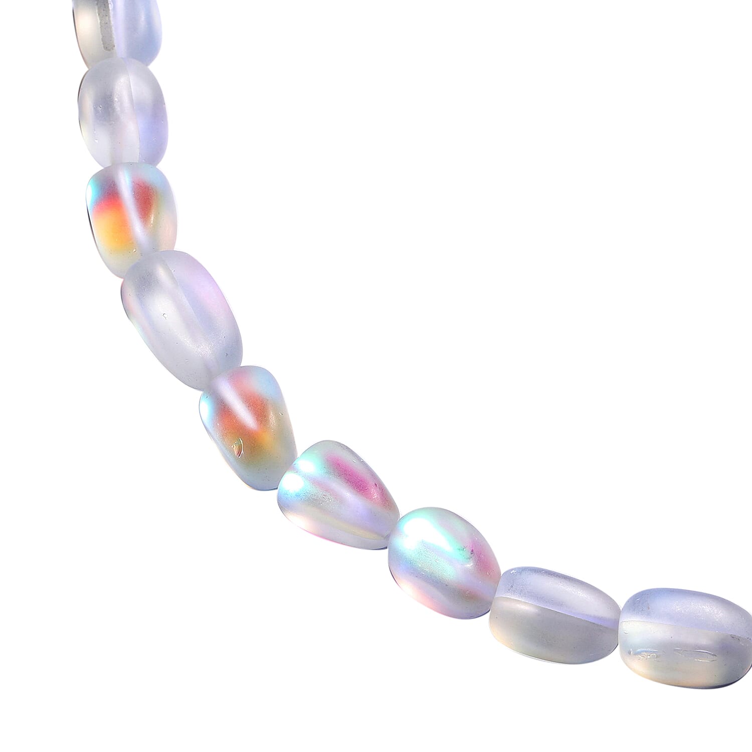 Simulated White Mystic Topaz Beaded Necklace 20 Inches in Silvertone