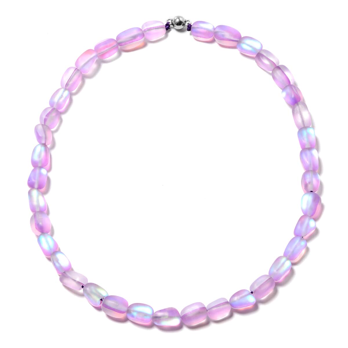 Simulated Purple Magic Color Topaz Beaded Necklace 20 Inches in Silvertone image number 0