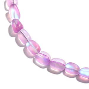 Simulated Purple Magic Color Topaz Beaded Necklace 20 Inches in Silvertone