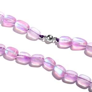 Simulated Purple Magic Color Topaz Beaded Necklace 20 Inches in Silvertone