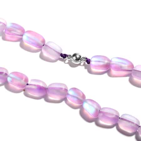 Simulated Purple Magic Color Topaz Beaded Necklace 20 Inches in Silvertone image number 2
