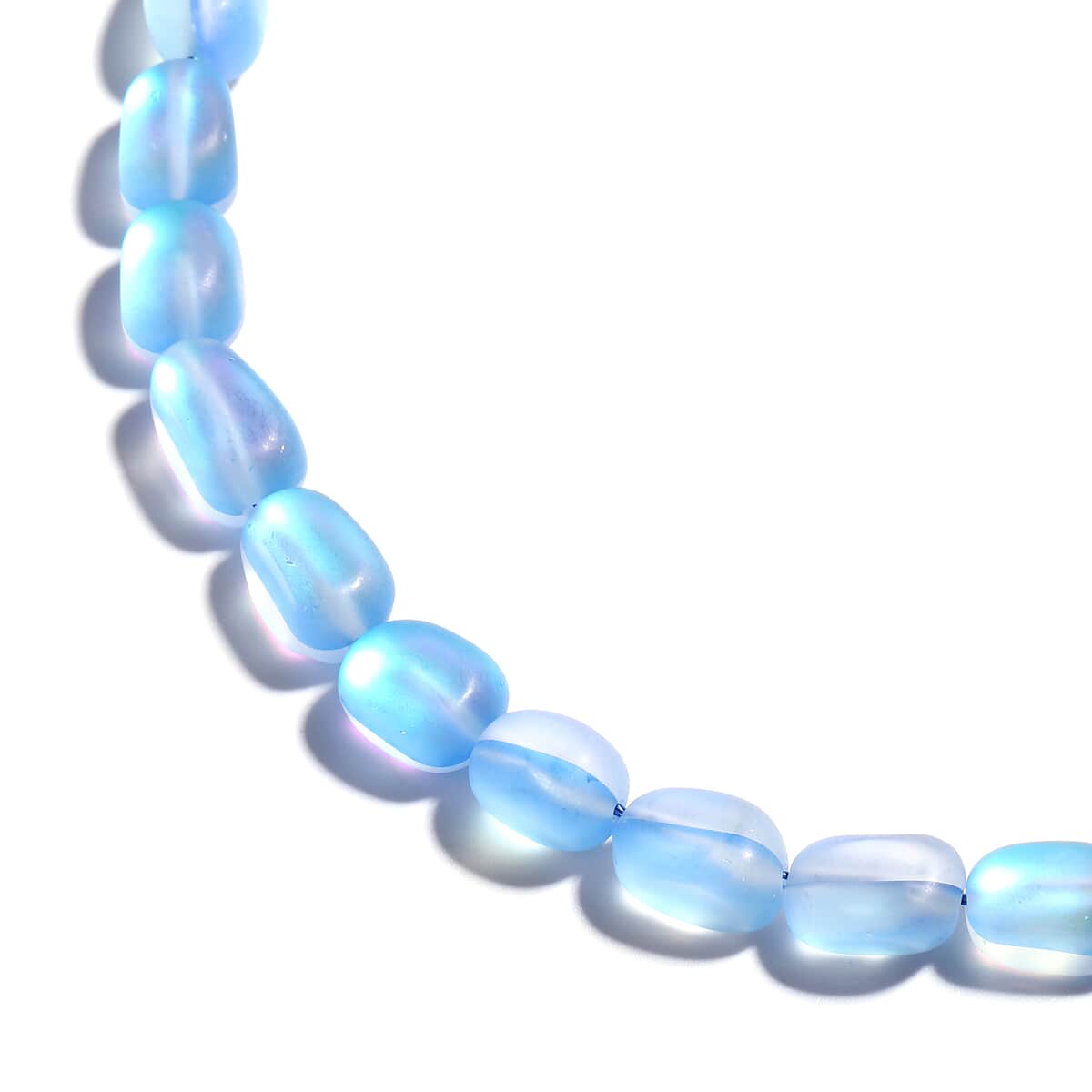 Simulated Blue Magic Color Topaz Beaded Necklace 20 Inches in Silvertone image number 1