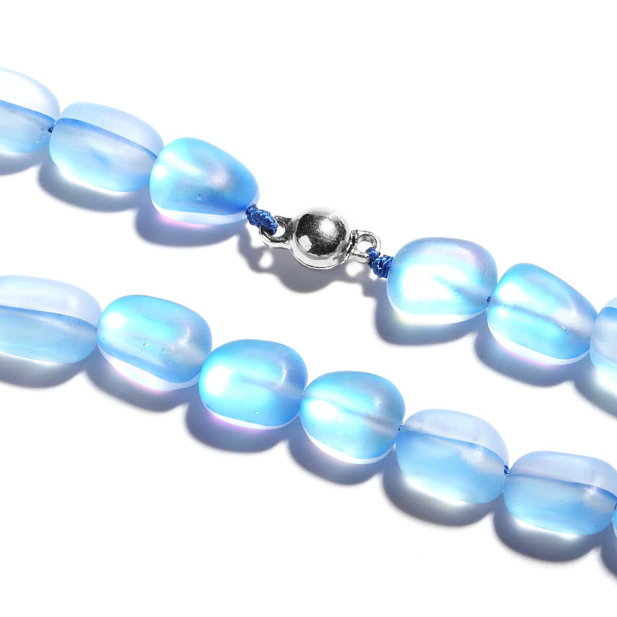 Simulated Blue Magic Color Topaz Beaded Necklace 20 Inches in Silvertone image number 2