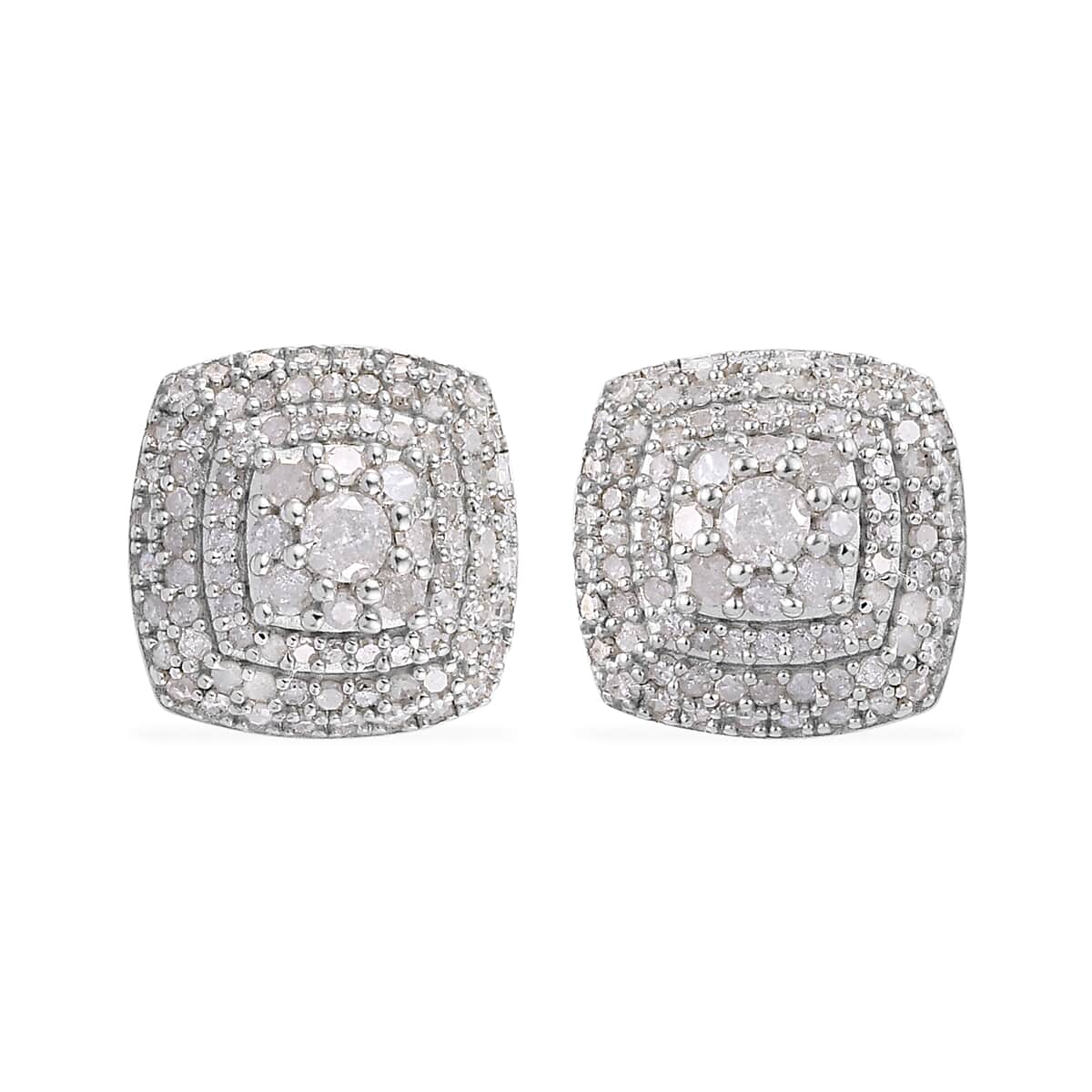 Diamond Stud Earrings in Platinum Over Sterling Silver 1.00 ctw image number 0