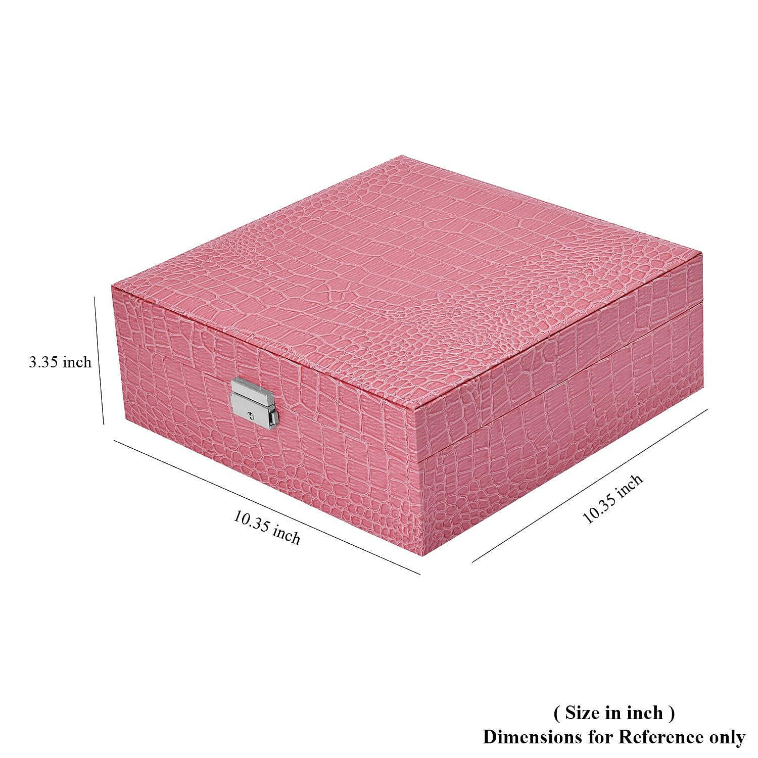 Pink Crocodile Skin Pattern 2 Layer Jewelry Box with Mirror & Lock , Jewelry Storage Box for Women , Jewelry Case , Jewelry Organizer