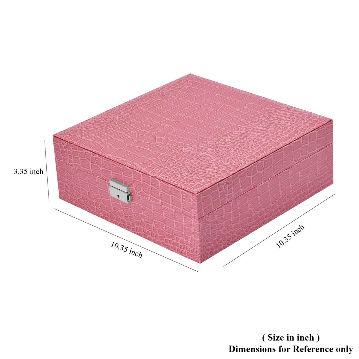 Pink Crocodile Skin Pattern 2 Layer Jewelry Box with Mirror & Lock image number 7