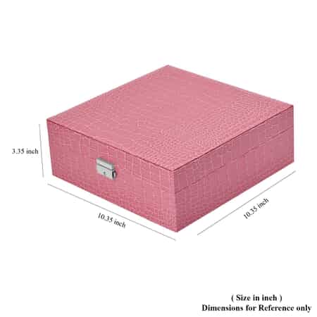 Pink Crocodile Skin Pattern 2 Layer Jewelry Box with Mirror & Lock , Jewelry Storage Box for Women , Jewelry Case , Jewelry Organizer image number 7