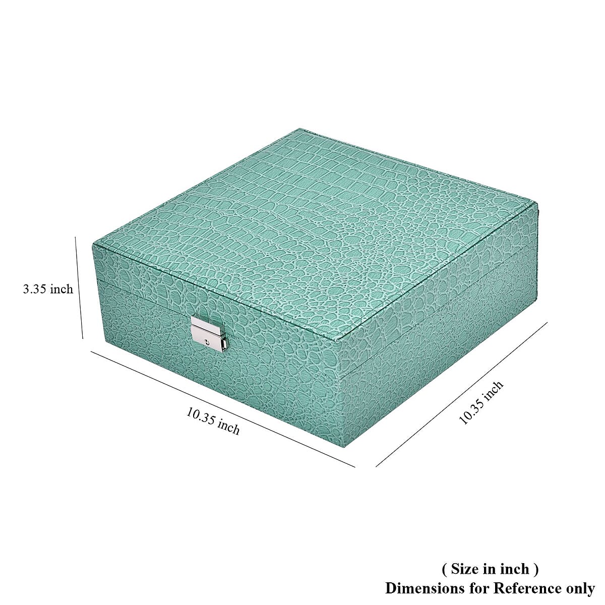 Turquoise Crocodile Skin Pattern 2 Layer Jewelry Box with Mirror & Lock , Jewelry Storage Box for Women , Jewelry Case , Jewelry Organizer image number 7