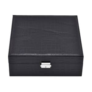 Black Crocodile Skin Pattern 2 Layer Jewelry Box with Mirror & Lock , Jewelry Storage Box for Women , Jewelry Case , Jewelry Organizer