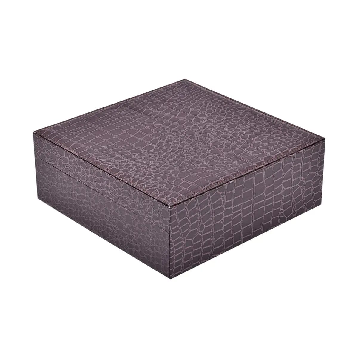 Coffee Crocodile Skin Pattern 2 Layer Jewelry Box with Mirror & Lock , Jewelry Storage Box for Women , Jewelry Case , Jewelry Organizer image number 6