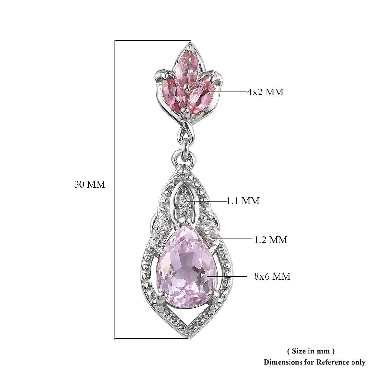 3.75 ctw Martha Rocha Kunzite and Multi Gemstone Earrings in Platinum Over Sterling Silver
