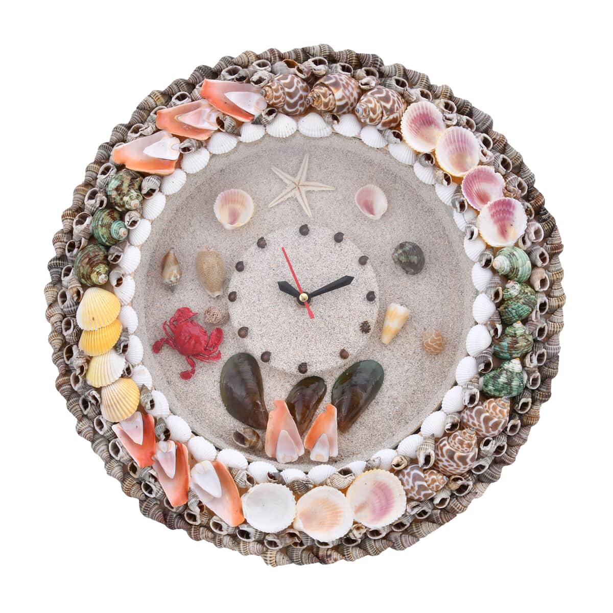 Handcrafted Round Shape Sea Shell Wall Clock image number 0