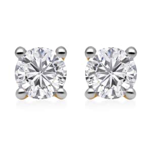 SGL Certified Luxoro 14K Yellow Gold Diamond G-H I1-I2 Solitaire Stud Earrings 1.00 ctw