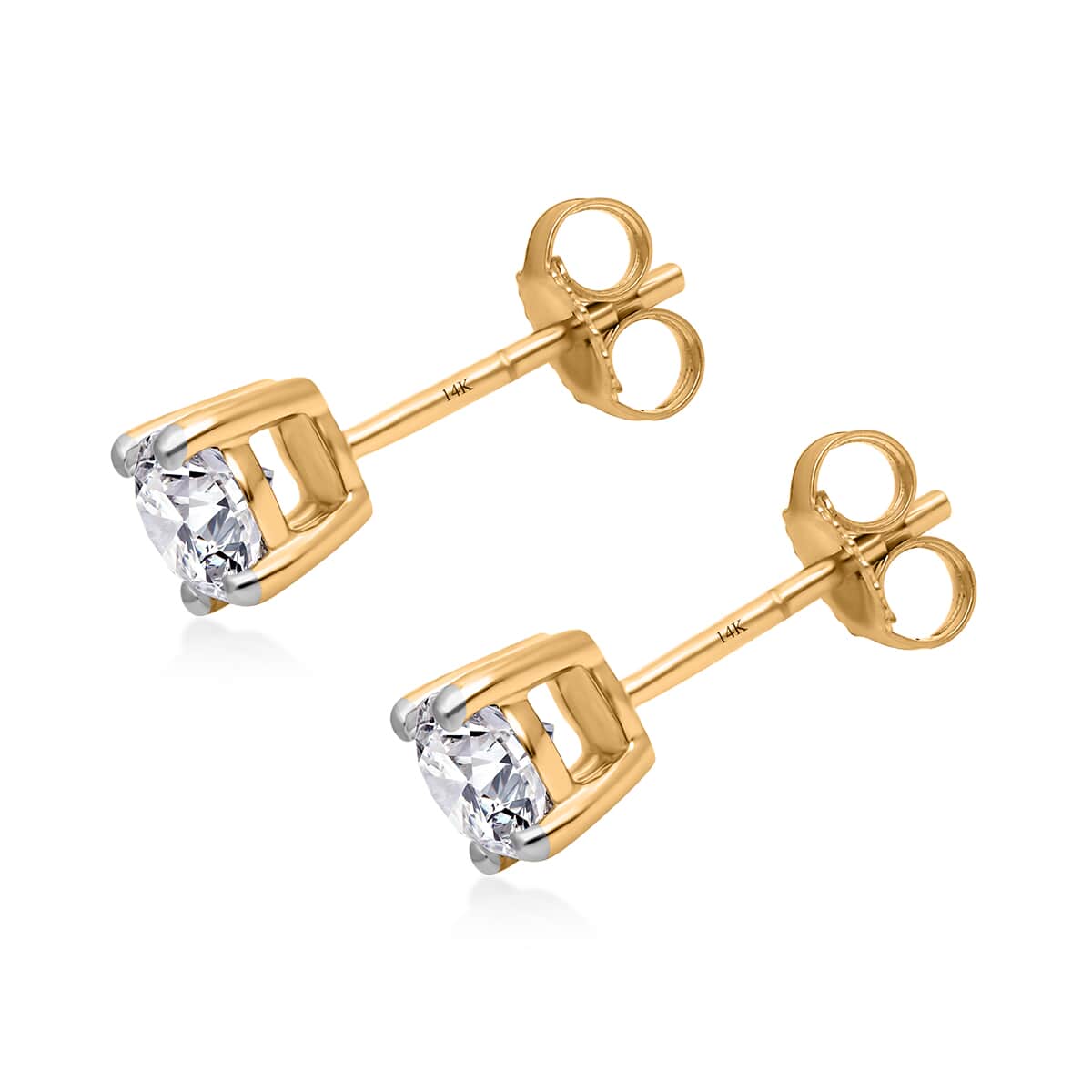 SGL Certified Luxoro 14K Yellow Gold Diamond G-H I1-I2 Solitaire Stud Earrings 1.00 ctw image number 3