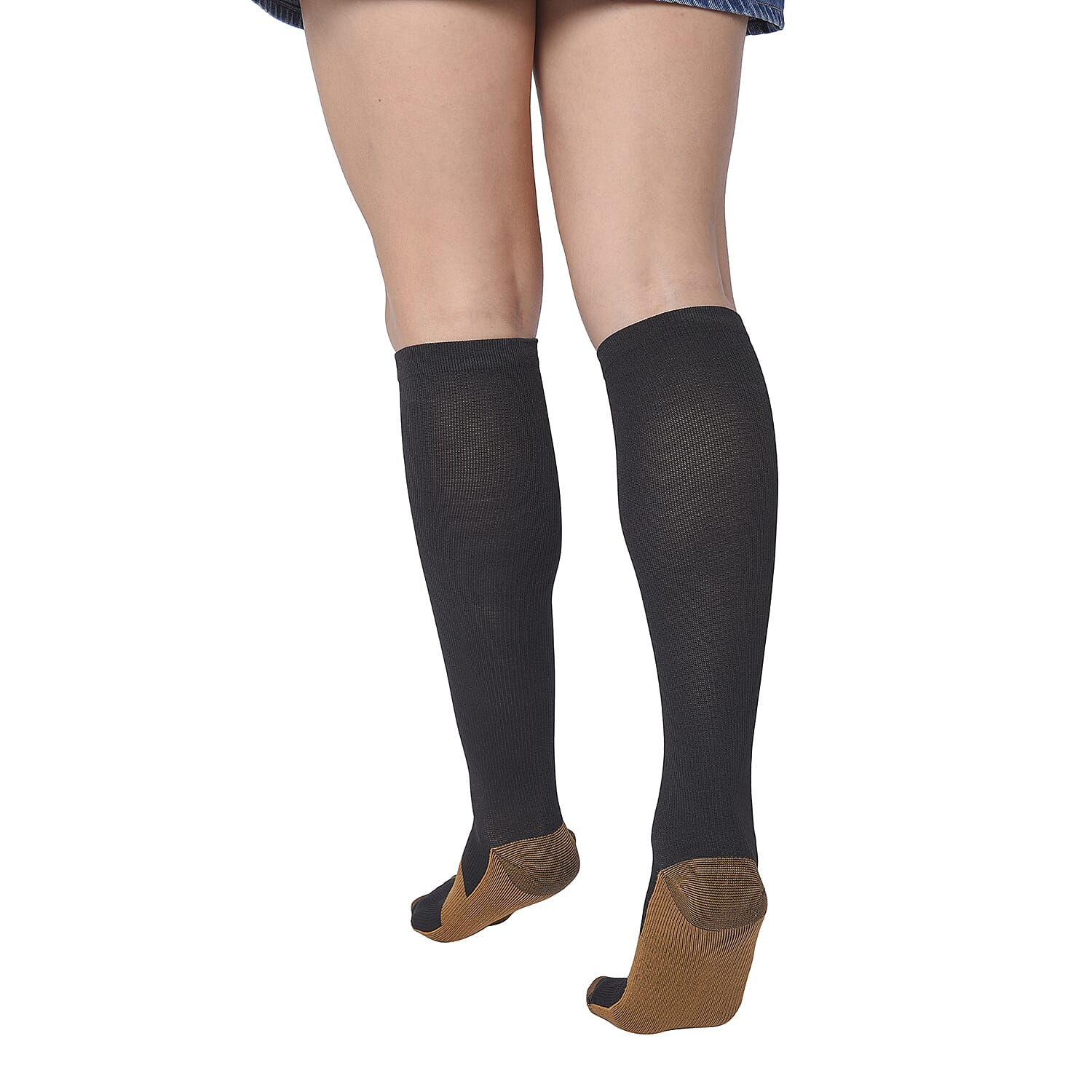 Set of 4 Pairs Black 5% Copper Nylon and 95% Spandex Copper Fit Socks (S/M)