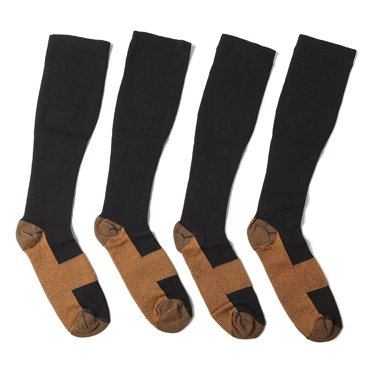 Set of 4 Pairs Black 5% Copper Nylon and 95% Spandex Copper Fit Socks (S/M)