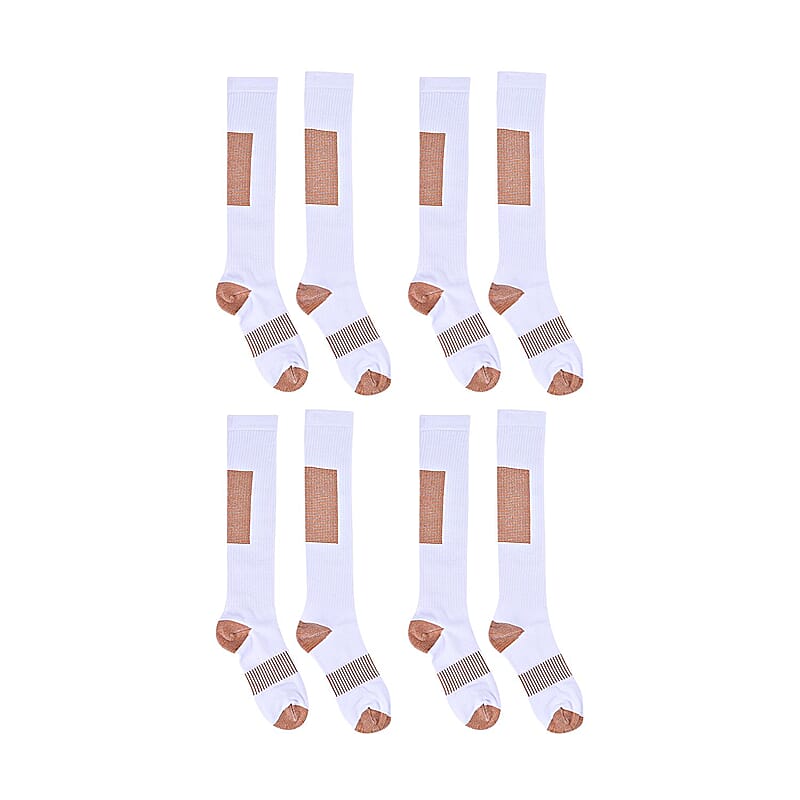 La Marey Set of 4 Pairs White 5% Copper Nylon and 95% Spandex Copper Fit Socks (S/M)