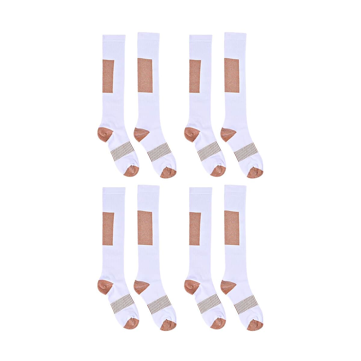 Set of 4 Pairs White 5% Copper Nylon and 95% Spandex Copper Fit Socks (S/M) image number 0