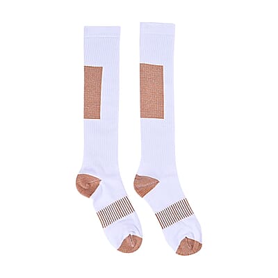 La Marey Set of 4 Pairs White 5% Copper Nylon and 95% Spandex Copper Fit Socks (S/M)