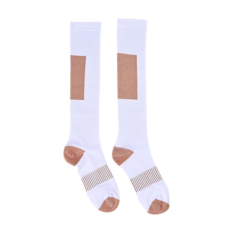 La Marey Set of 4 Pairs Knee Length Copper Infused Compression Socks - White (S/M)