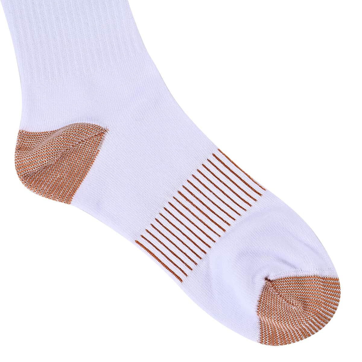 Set of 4 Pairs White 5% Copper Nylon and 95% Spandex Copper Fit Socks (S/M) image number 2