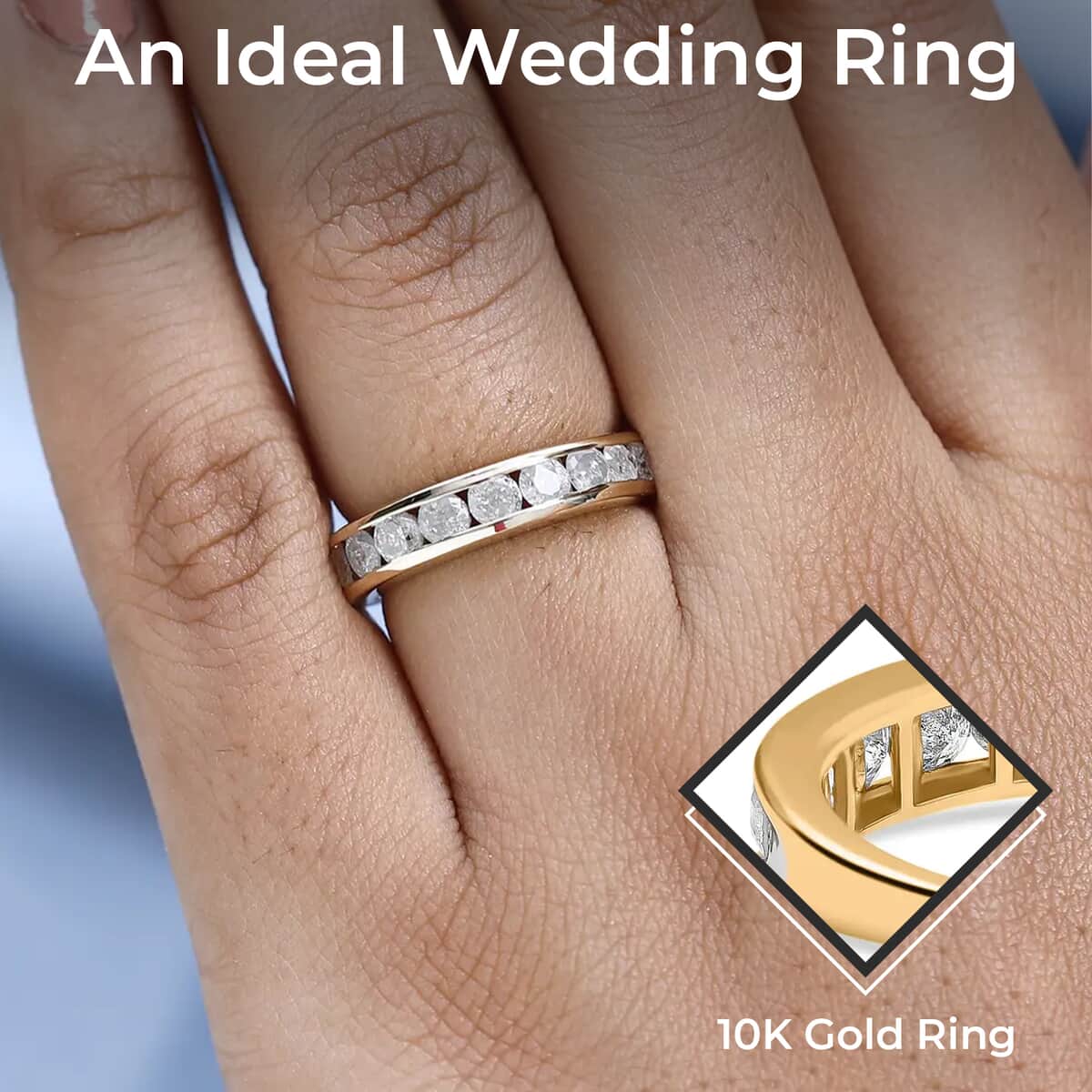 SGL Certified G-H I3 Diamond Band Ring, Diamond Ring, 10K Yellow Gold Ring, Gold Band Ring, Gold Wedding Band, Diamond Wedding Ring 3.05 Grams 1.50 ctw image number 2