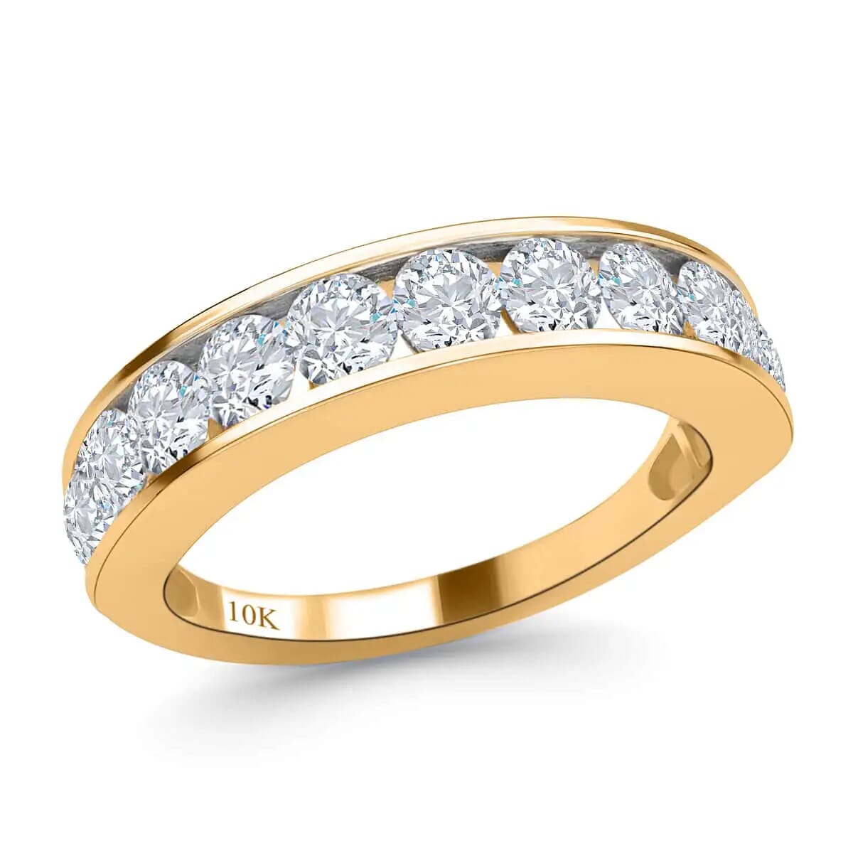SGL Certified G-H I3 Diamond Band 1.50 ctw Ring, Diamond Ring, 10K Yellow Gold Ring, Gold Band Ring, Gold Wedding Band, Diamond Wedding Ring 3.05 Grams (Size 7.00) image number 0
