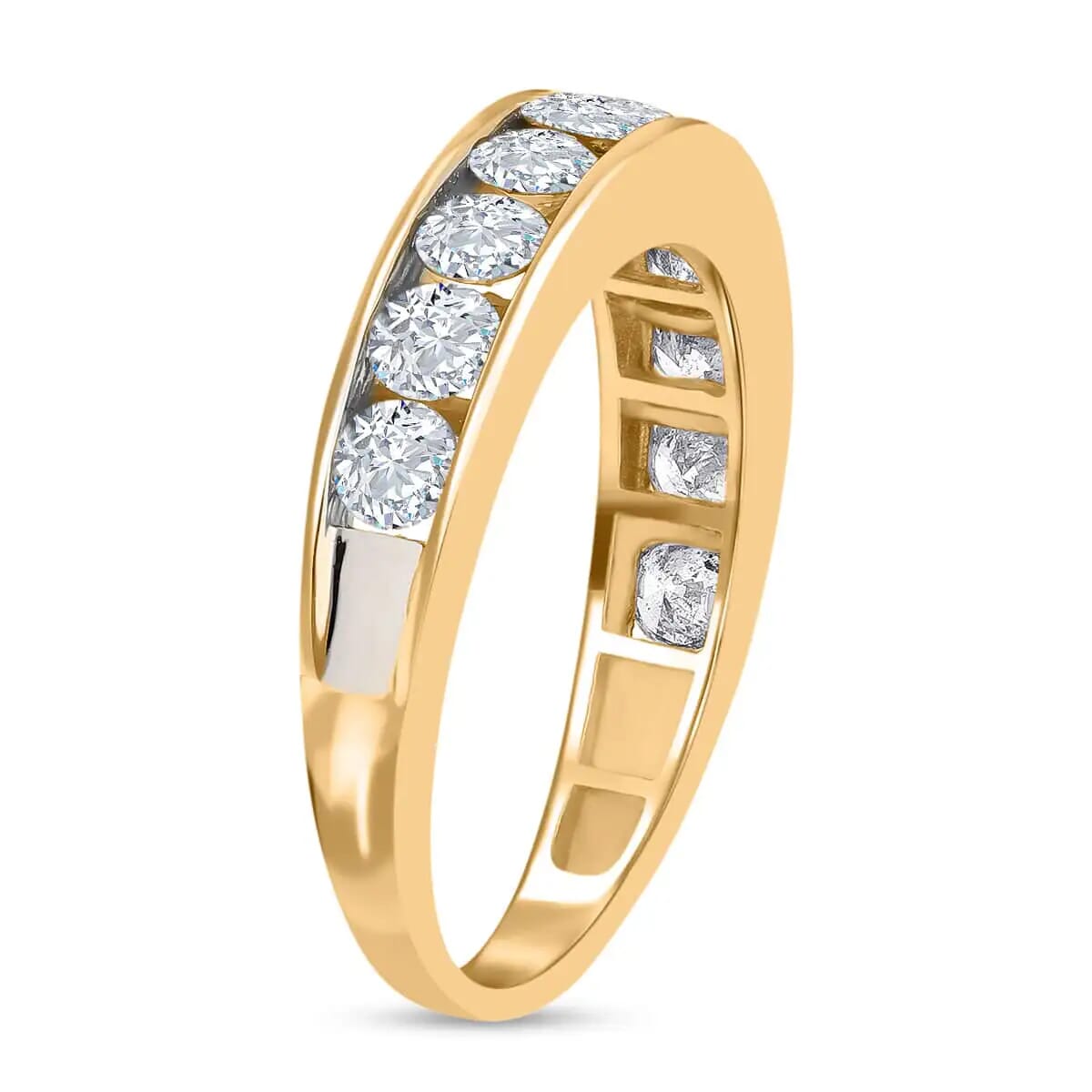 SGL Certified G-H I3 Diamond Band 1.50 ctw Ring, Diamond Ring, 10K Yellow Gold Ring, Gold Band Ring, Gold Wedding Band, Diamond Wedding Ring 3.05 Grams (Size 7.00) image number 3