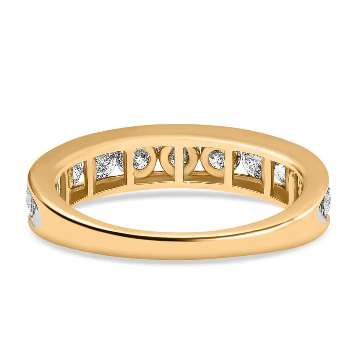 SGL Certified G-H I3 Diamond Band 1.50 ctw Ring, Diamond Ring, 10K Yellow Gold Ring, Gold Band Ring, Gold Wedding Band, Diamond Wedding Ring 3.05 Grams (Size 7.00) image number 4