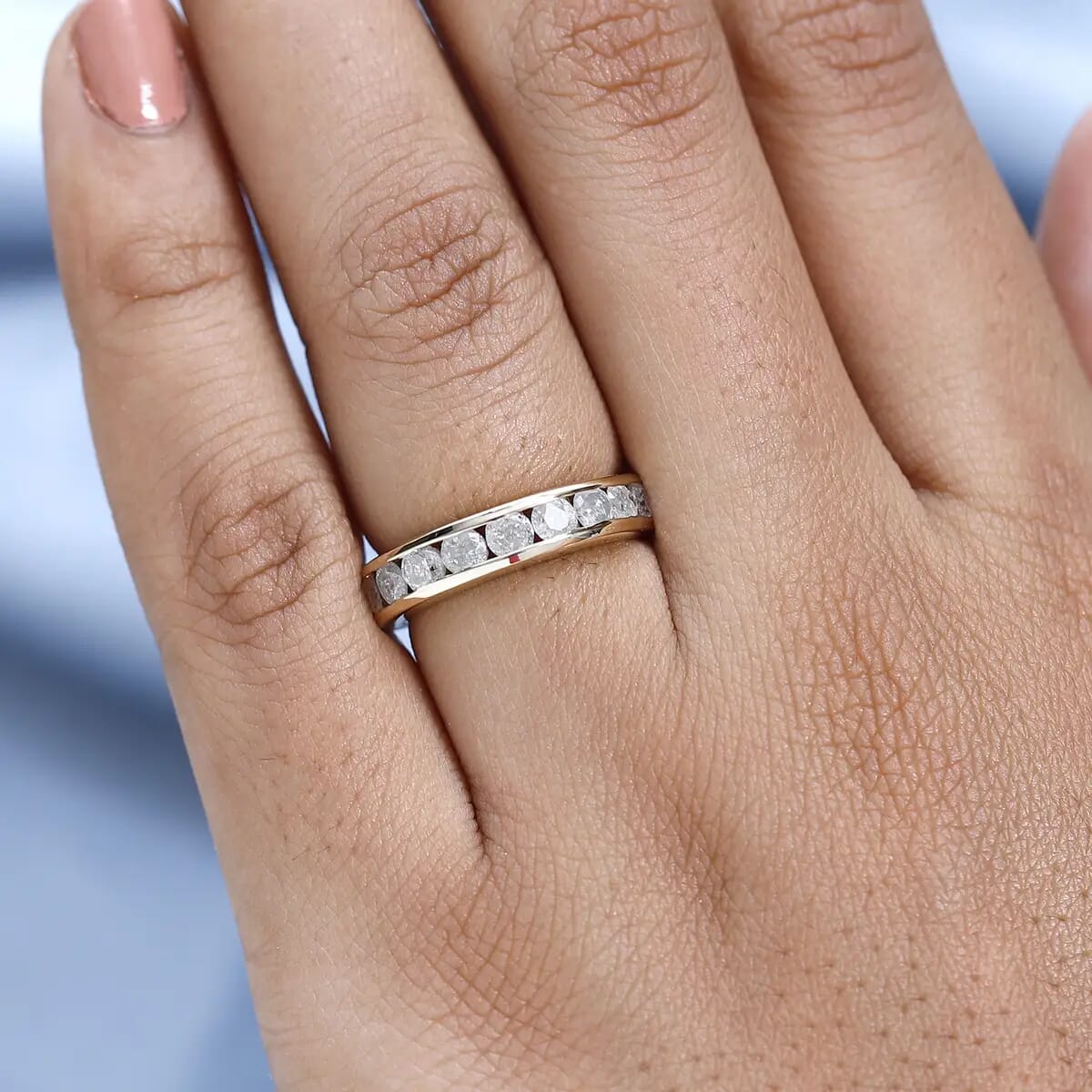 SGL Certified G-H I3 Diamond Band 1.50 ctw Ring, Diamond Ring, 10K Yellow Gold Ring, Gold Band Ring, Gold Wedding Band, Diamond Wedding Ring 3.05 Grams (Size 7.00) image number 5