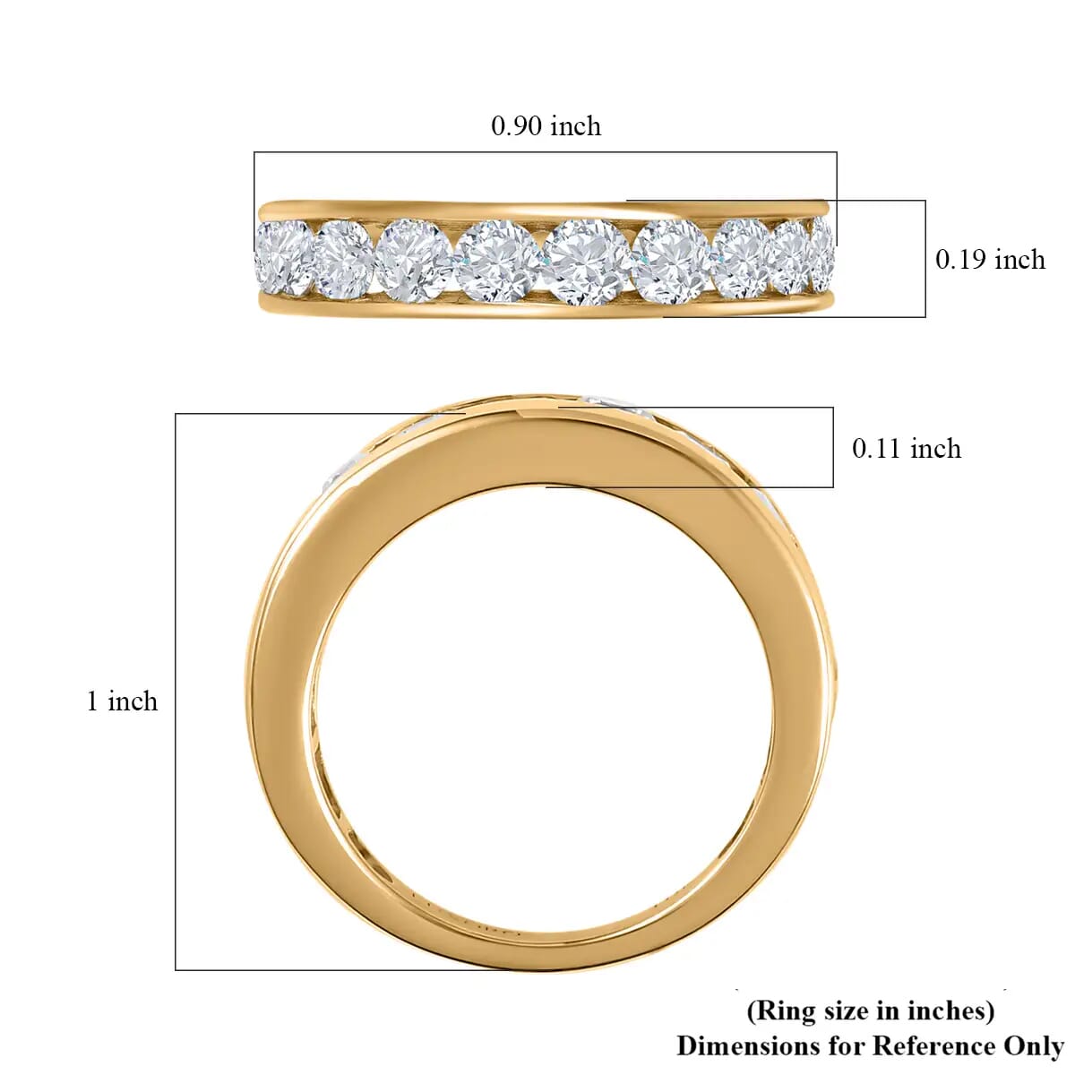 SGL Certified G-H I3 Diamond Band 1.50 ctw Ring, Diamond Ring, 10K Yellow Gold Ring, Gold Band Ring, Gold Wedding Band, Diamond Wedding Ring 3.05 Grams (Size 7.00) image number 6