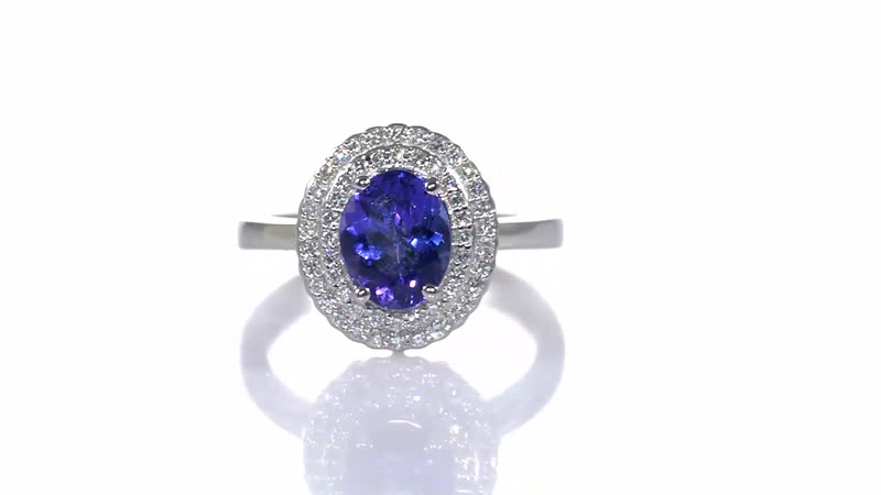 Rhapsody 2.50 ctw AAAA Tanzanite and Diamond E-F VS2 Double Halo Ring in 950 Platinum with Appraised Certificate (Size 7.0) 7 Grams