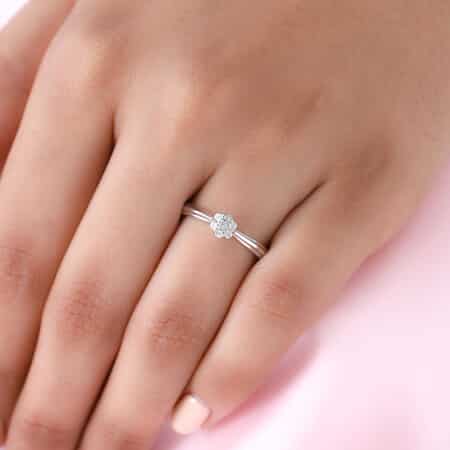 Diamond Floral Ring in Platinum Over Sterling Silver (Size 10.0) 0.10 ctw image number 2