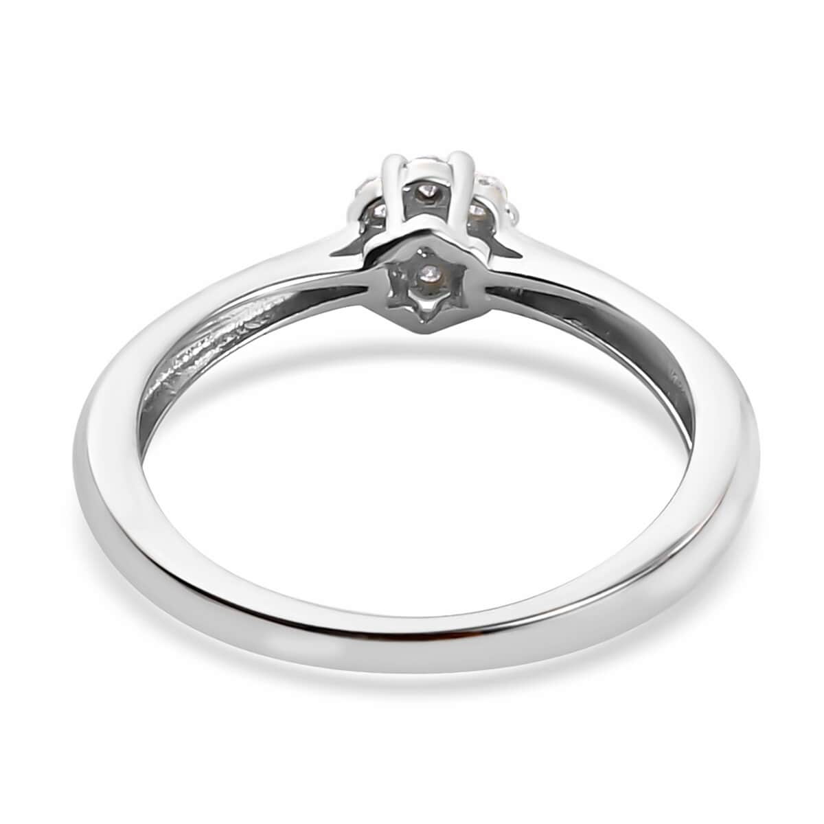Diamond Floral Ring in Platinum Over Sterling Silver (Size 7.0) 0.10 ctw image number 6