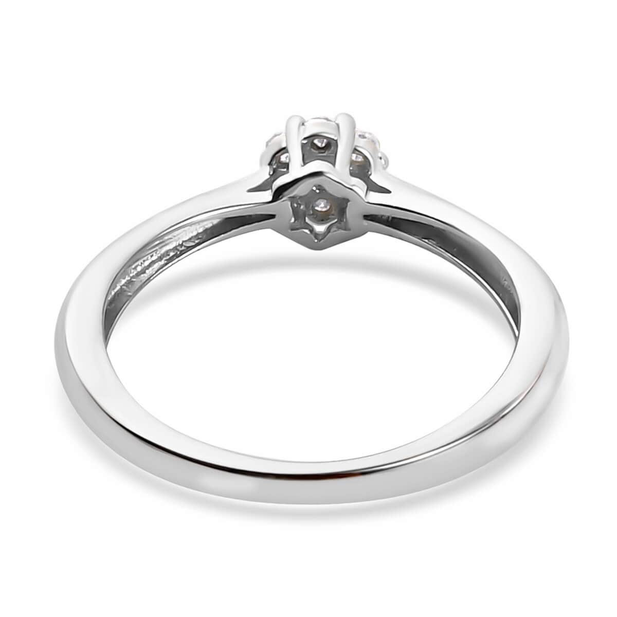 Diamond Floral Ring in Platinum Over Sterling Silver (Size 9.0) 0.10 ctw image number 6