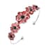 Black Austrian Crystal and Enameled Poppy Flower Cuff Bracelet in Silvertone (6.50 In) image number 0