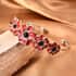 Black Austrian Crystal and Enameled Poppy Flower Cuff Bracelet in Silvertone (6.50 In) image number 1