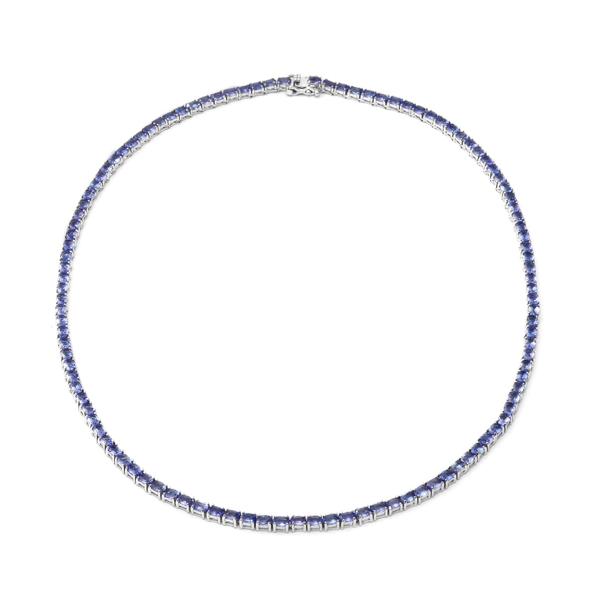 Tanzanite Tennis Necklace 18 Inches in Platinum Over Sterling Silver 18.70 Grams 19.20 ctw image number 0