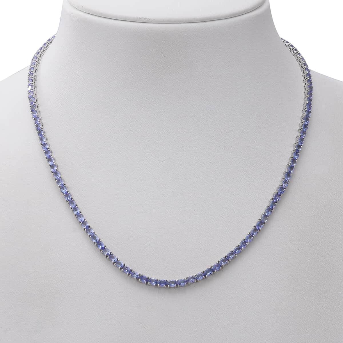Tanzanite Tennis Necklace 18 Inches in Platinum Over Sterling Silver 18.70 Grams 19.20 ctw image number 1