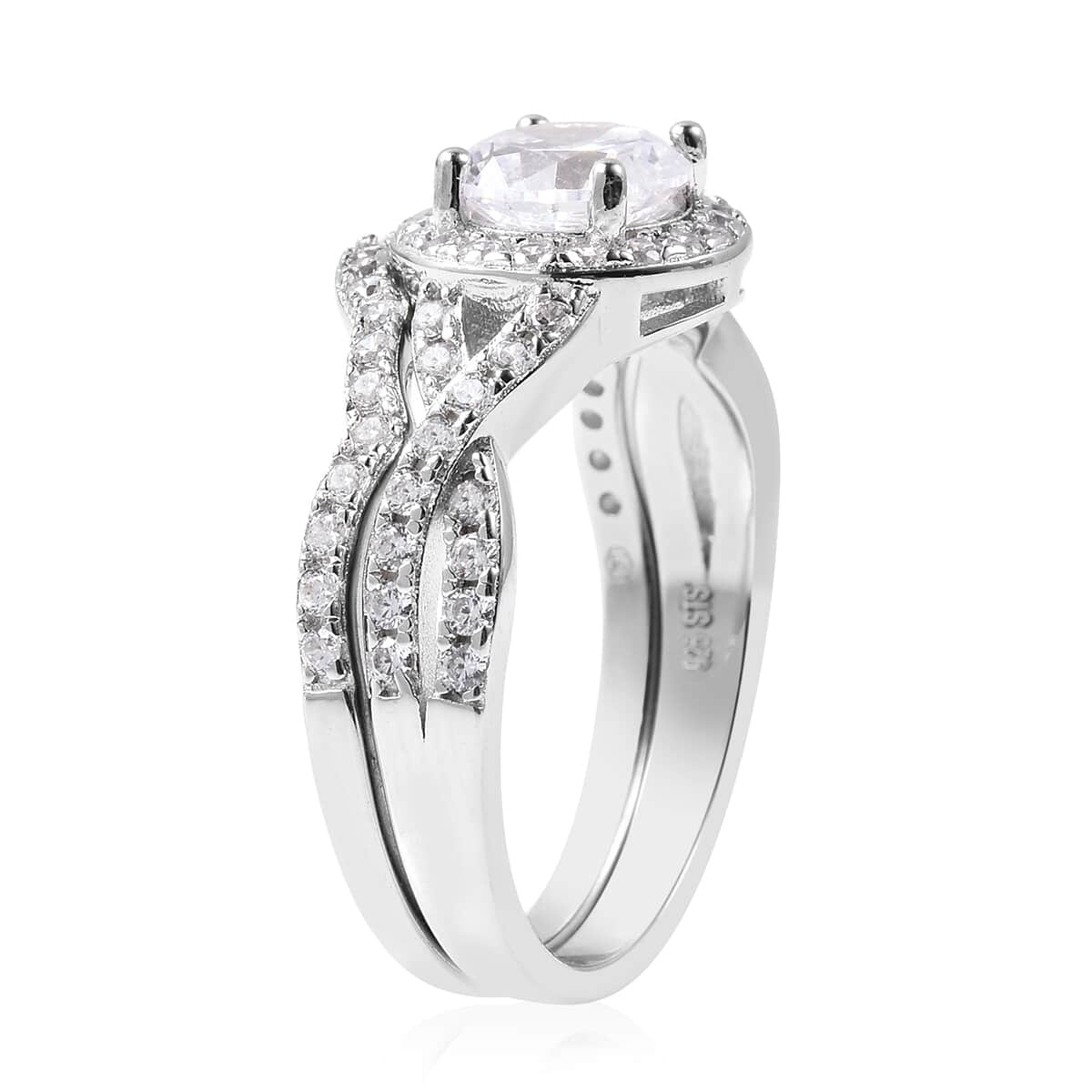 Lustro Stella Finest CZ Set of 2 Ring in Sterling Silver (Size 7.0) 3.10 ctw image number 4