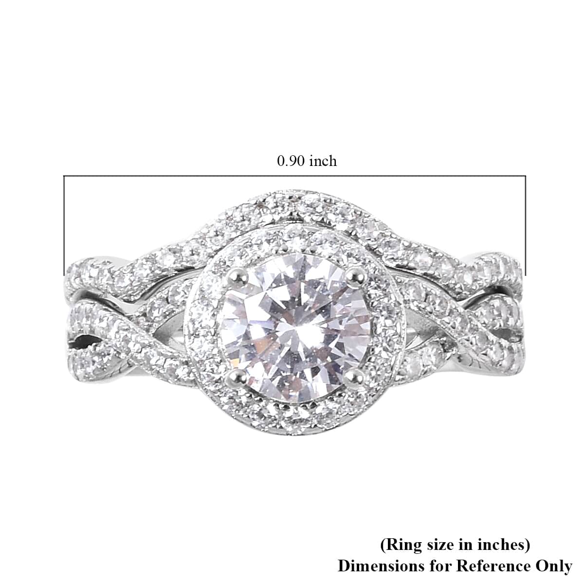 Lustro Stella Finest CZ Set of 2 Ring in Sterling Silver (Size 7.0) 3.10 ctw image number 6
