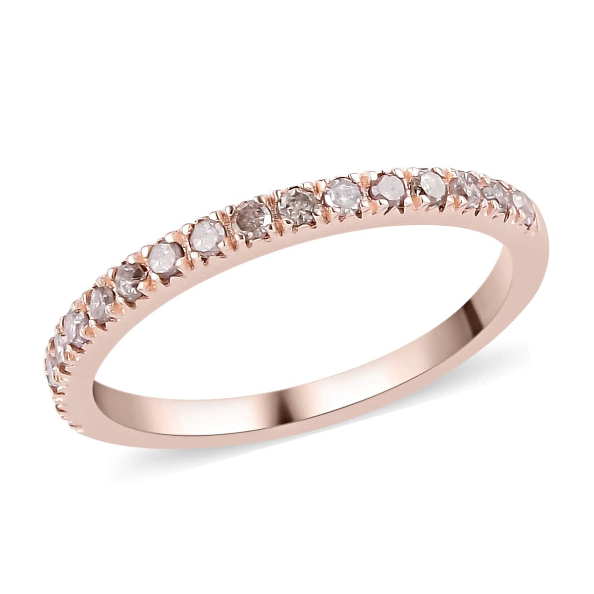 Natural Pink Diamond 12-I3 Ring in Vermeil Rose Gold Over Sterling Silver (Size 6.0) 0.25 ctw image number 0