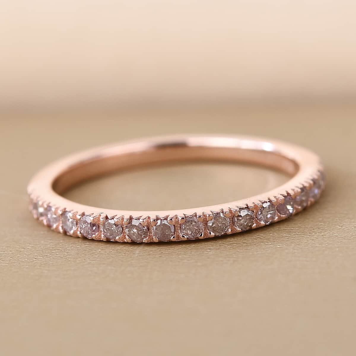 Natural Pink Diamond 12-I3 Ring in Vermeil Rose Gold Over Sterling Silver (Size 6.0) 0.25 ctw image number 1