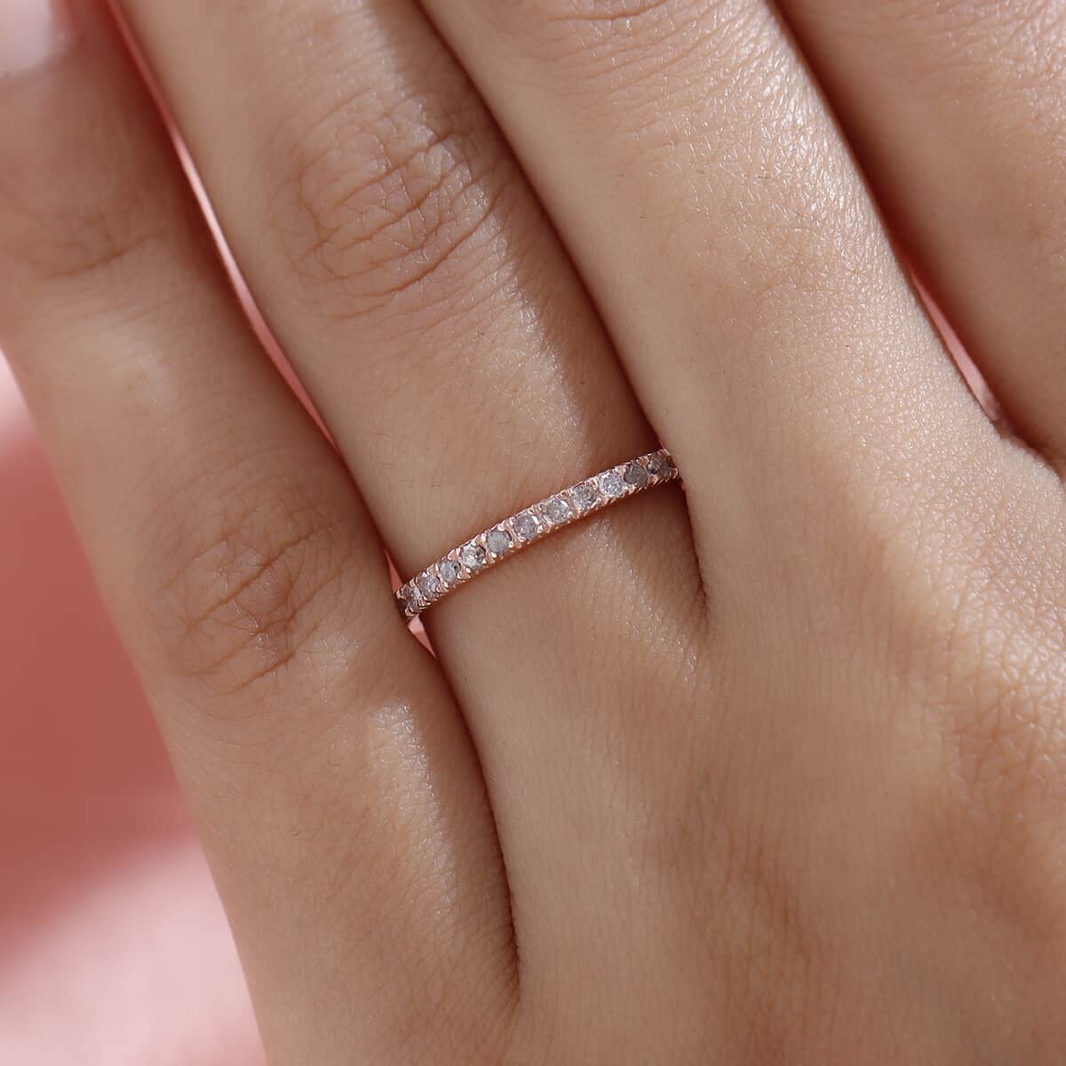 Natural Pink Diamond 12-I3 Ring in Vermeil Rose Gold Over Sterling Silver (Size 6.0) 0.25 ctw image number 2