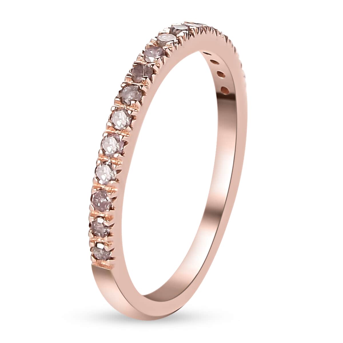 Natural Pink Diamond 12-I3 Ring in Vermeil Rose Gold Over Sterling Silver (Size 6.0) 0.25 ctw image number 3