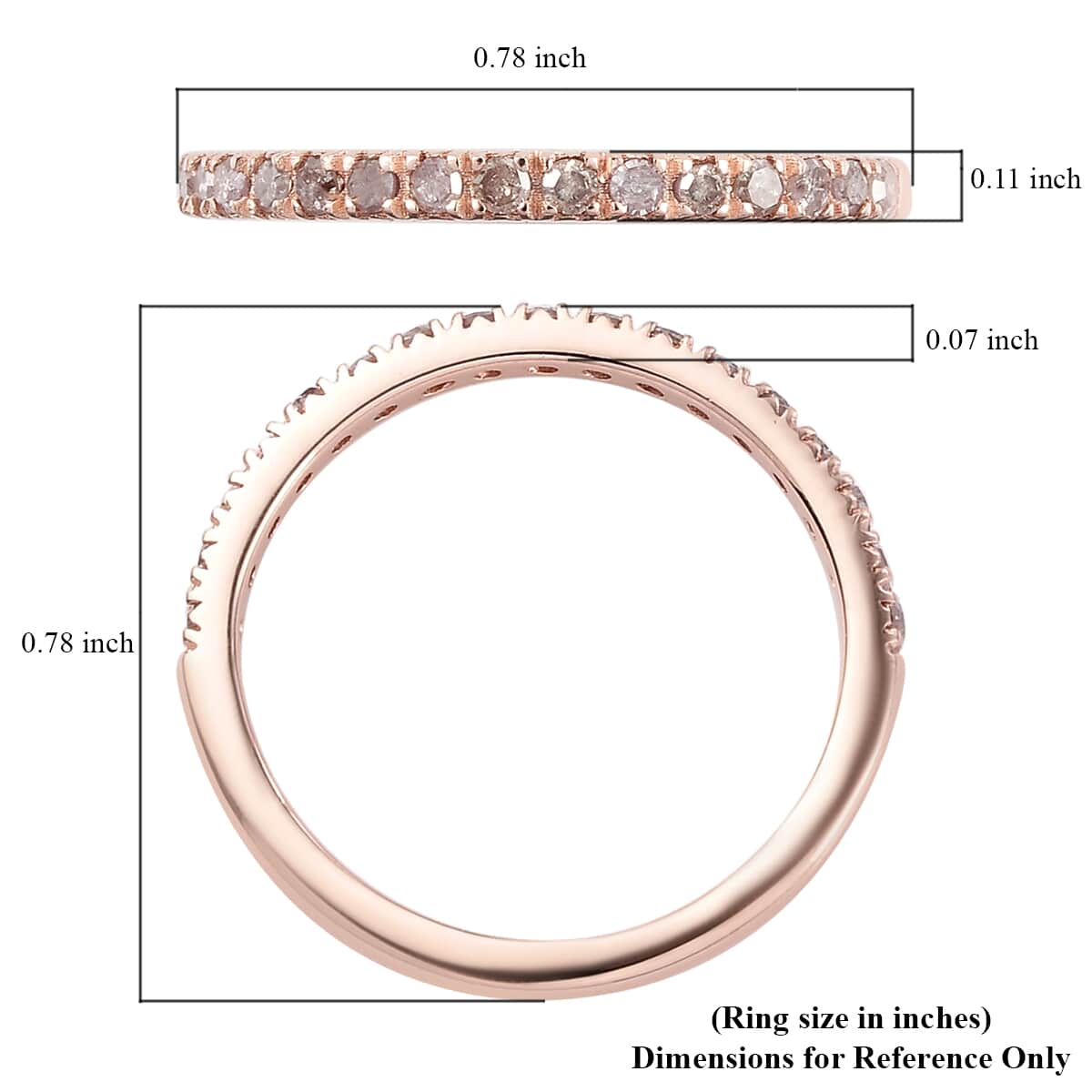 Natural Pink Diamond 12-I3 Ring in Vermeil Rose Gold Over Sterling Silver (Size 6.0) 0.25 ctw image number 5