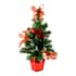 Table Christmas Tree with Snow Flocking, Red Berries & Baubles and Bowknot- Pink image number 0